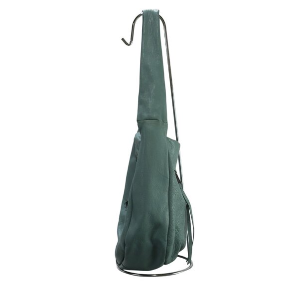12Christopher Kon Leather Hobo Bag Teal Zippered Compartments  Adjustable Strap - Picture 6 of 16